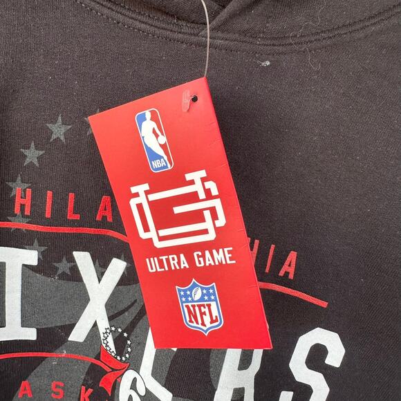 NWT Ultra Soft Get  Right Hoodie Sweatshirt Black Philadelphia Sixers Size 18-20 - Picture 6 of 7